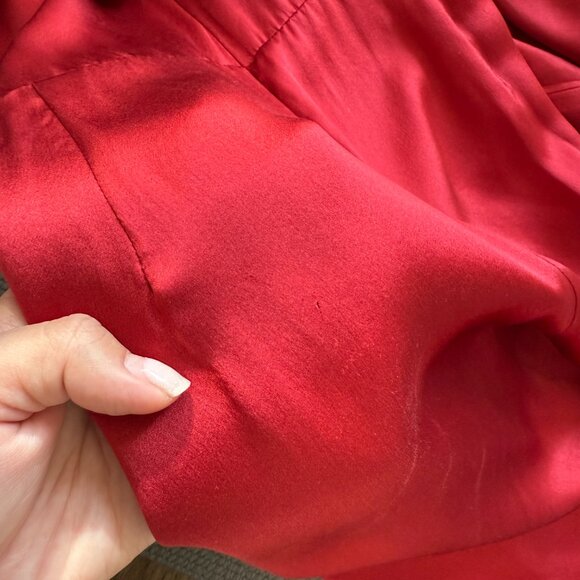 Reformation Josefine Red Silk Mock Neck Wrap Mini Dress US 12 - Picture 10 of 11
